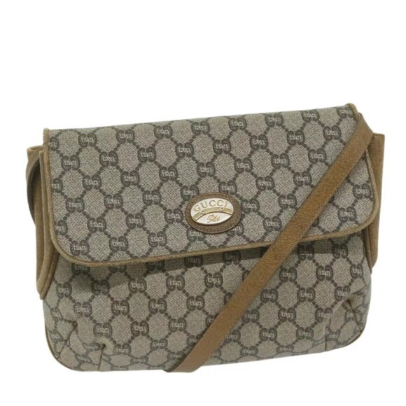 GUCCI GG Plus Supreme Shoulder Bag PVC Leather Beige Auth - Picture 1 of 15